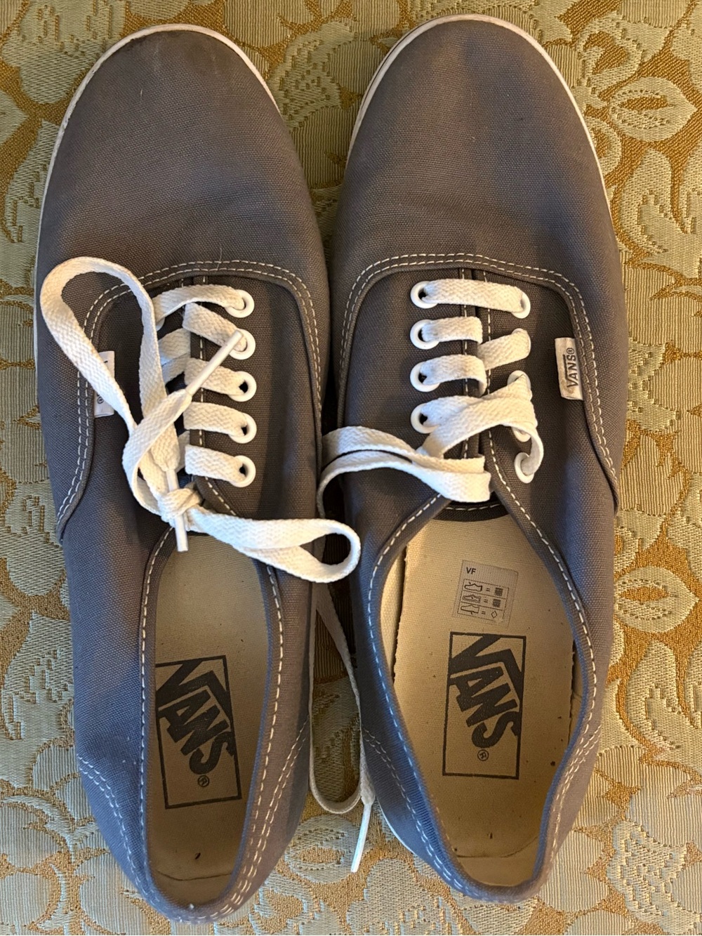 Vans Gray Canvas Low-Top Sneakers with White Laces